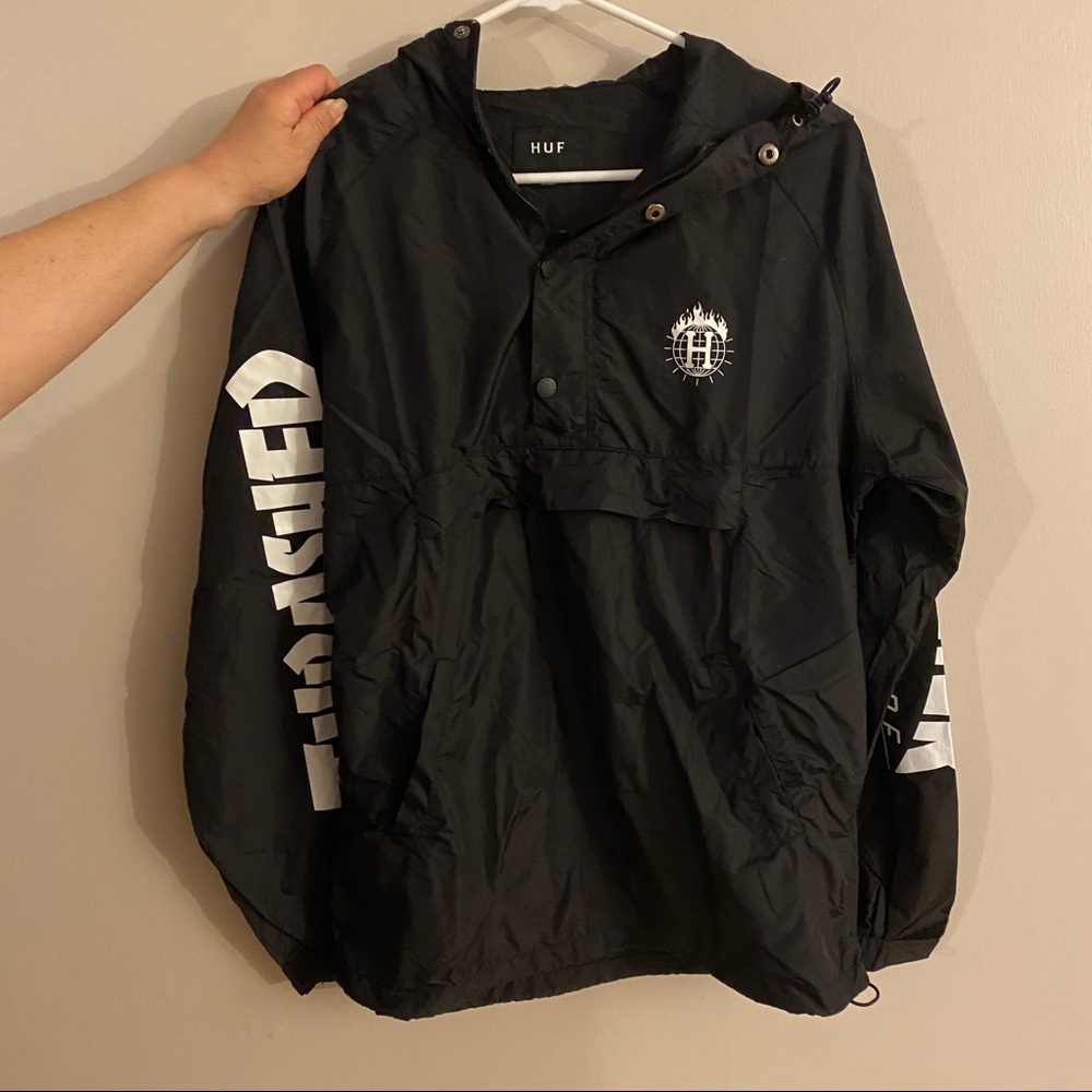 Huf x Thrasher Black Anorak Windbreaker Jacket